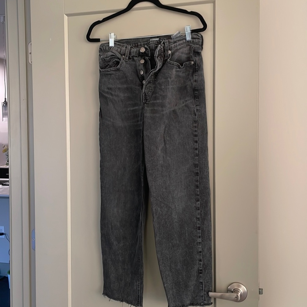 Black Button Fly denim jeans